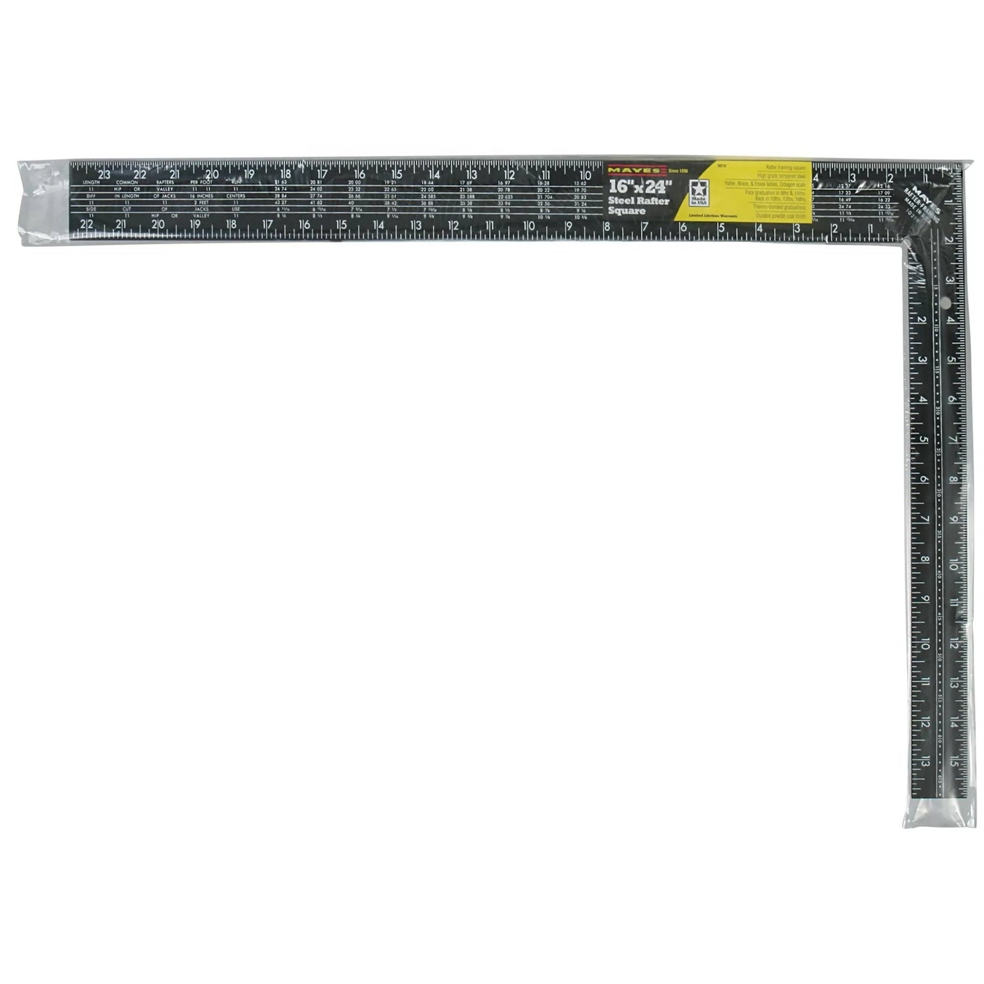 Mayes® 16" x 24" Black Steel Rafter Square - QC Supply - 