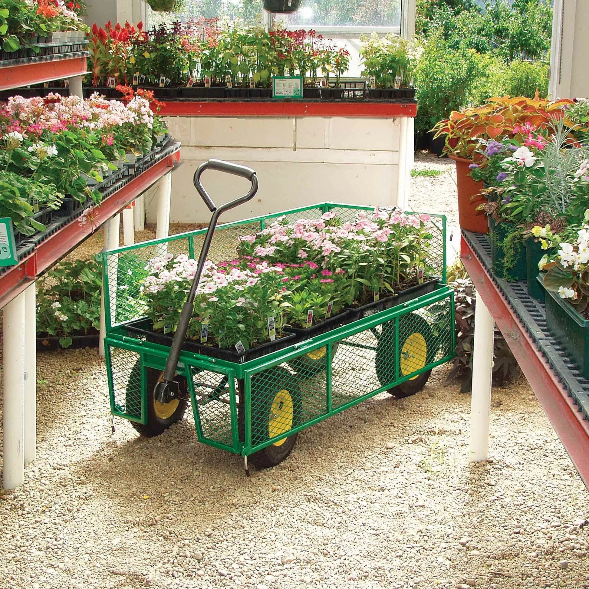 Metal Deck Wagon with Fold Down Racks - QC Supply - 
