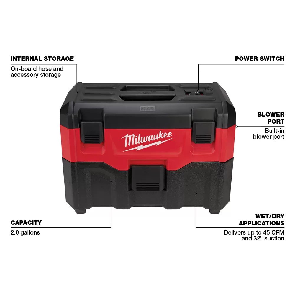 Milwaukee® Tool M18™ 2 - Gallon Wet/Dry Vacuum - QC Supply - 