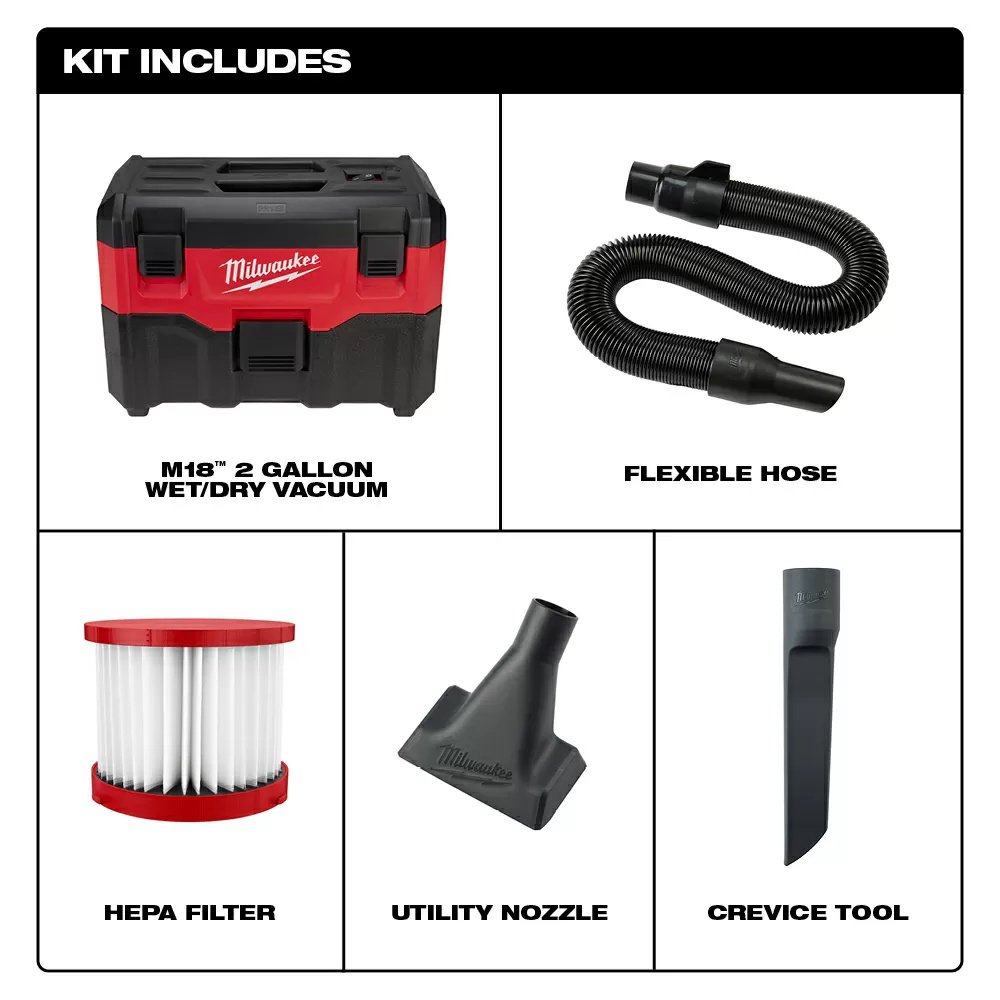 Milwaukee® Tool M18™ 2 - Gallon Wet/Dry Vacuum - QC Supply - 