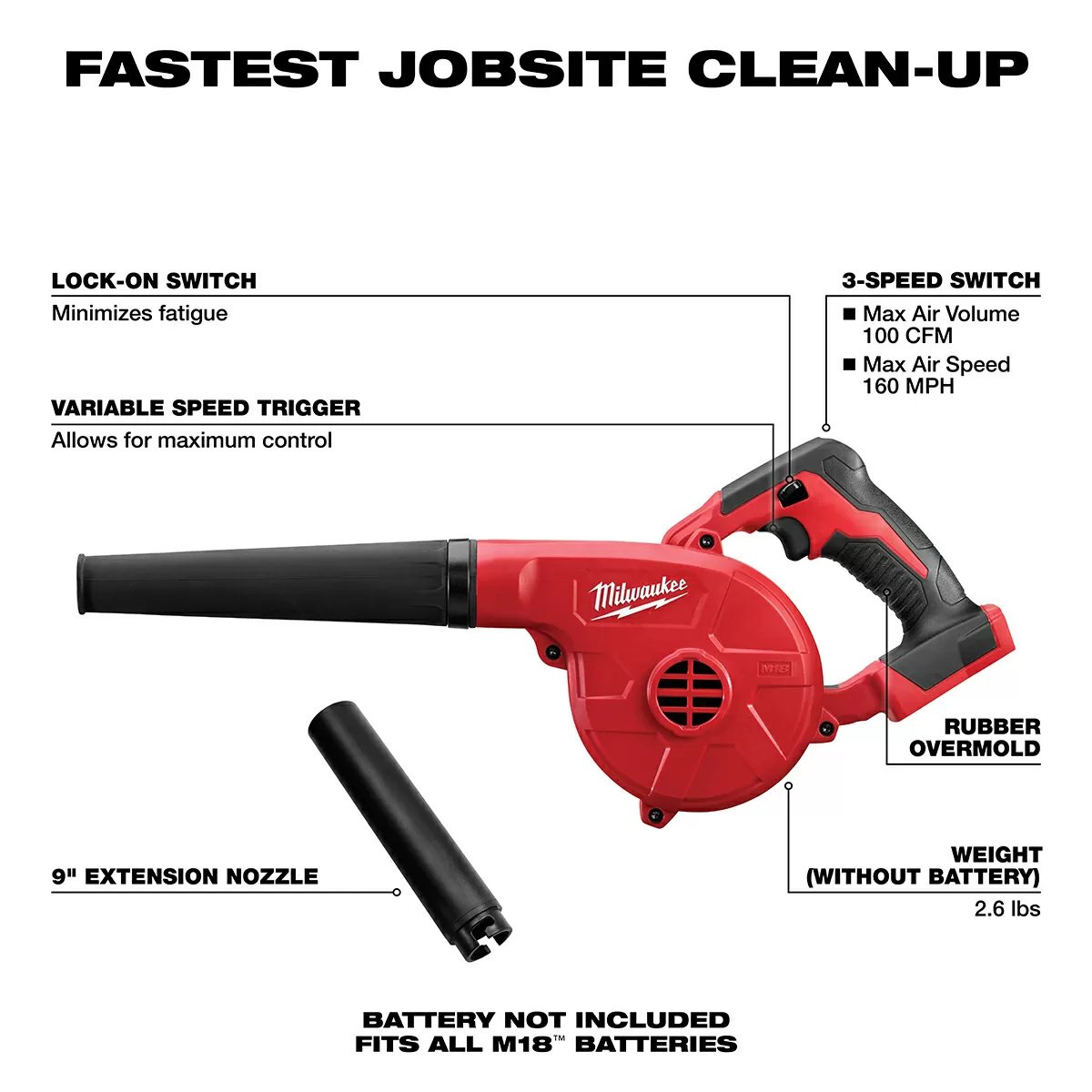 MIlwaukee® Tool M18™ Compact Blower - TOOL ONLY - QC Supply - 