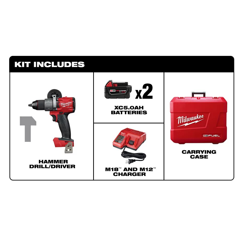 Milwaukee® Tool M18 FUEL™ 1/2" Hammer Drill Kit - QC Supply - 