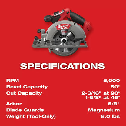 Milwaukee® Tool M18 FUEL™ Circular Saw - 6 1/2" Blade - Tool ONLY - QC Supply - 