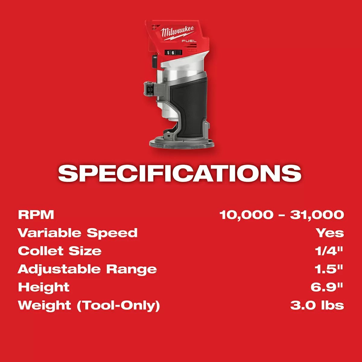 Milwaukee® Tool M18 FUEL™ Compact Router - Tool Only - QC Supply - 