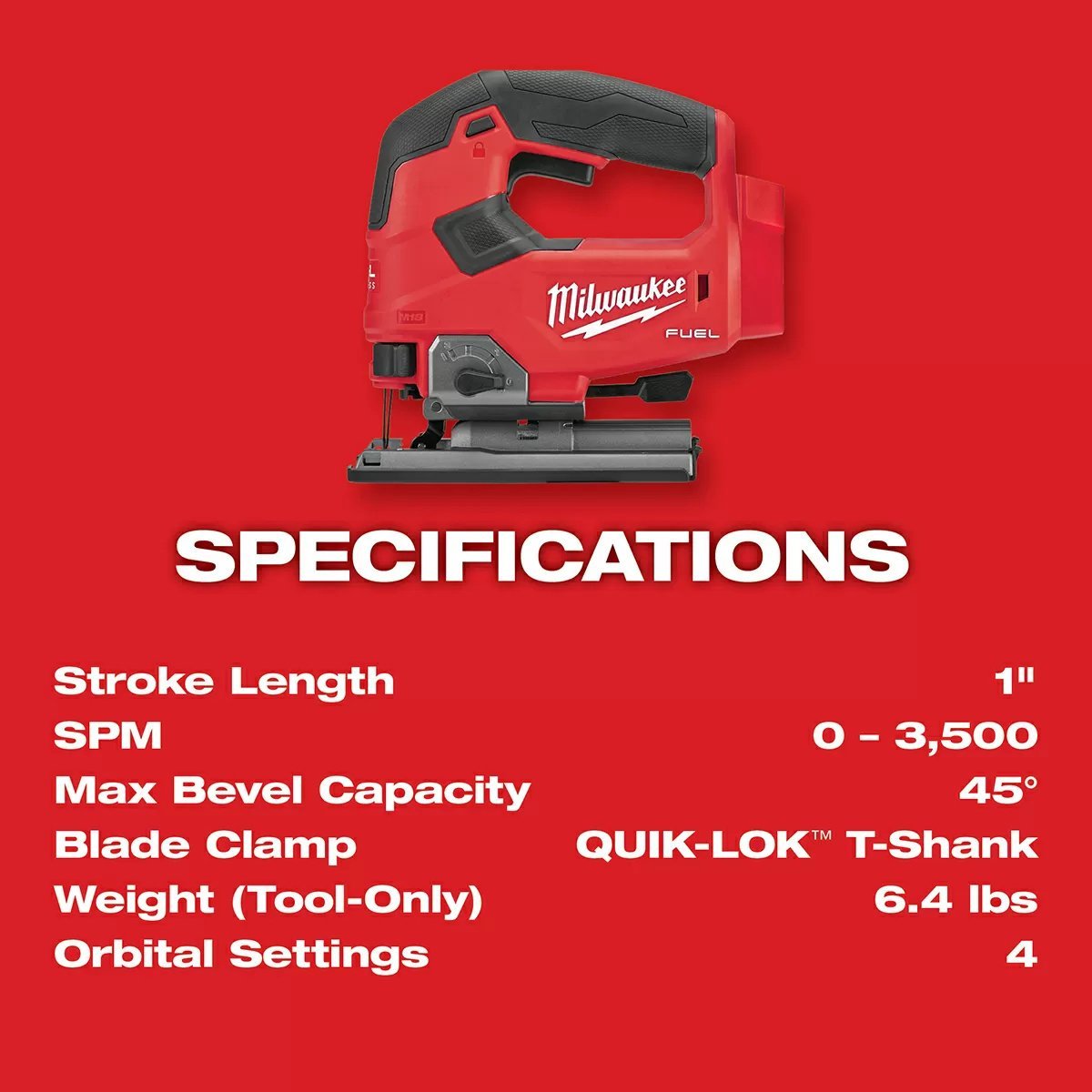 Milwaukee® Tool M18 FUEL™ D - Handle Jigsaw - Tool ONLY - QC Supply - 