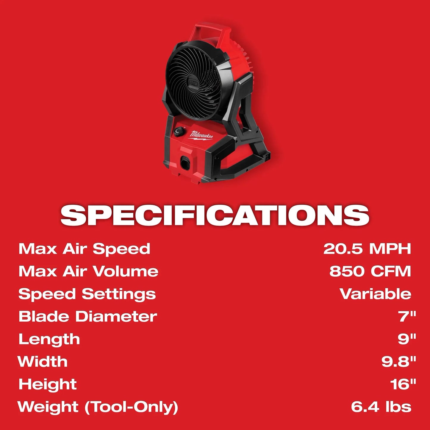 Milwaukee® Tool M18™ Job Site Fan - QC Supply - 