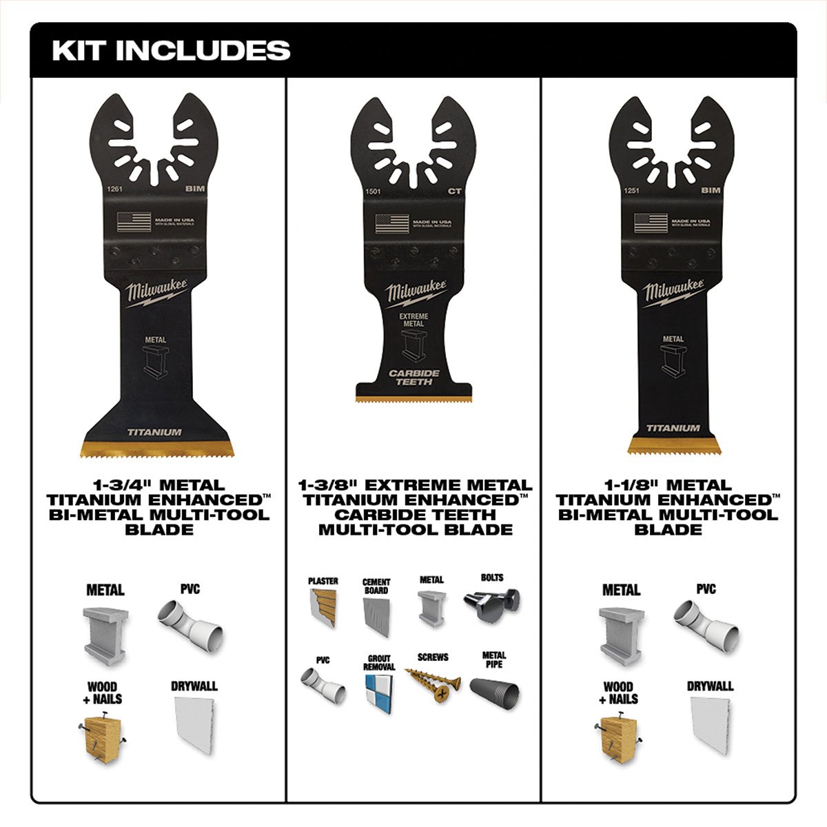 Milwaukee Tool OPEN - LOK™ Metal Cutting Multi - Tool Blade Variety Pack - 3 Piece - QC Supply - 
