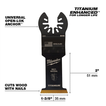 Milwaukee Tool OPEN - LOK™ Titanium Enhanced Bi - Metal Multi - Material Blade - 1 - 3/8" - 1 Pack - QC Supply - 