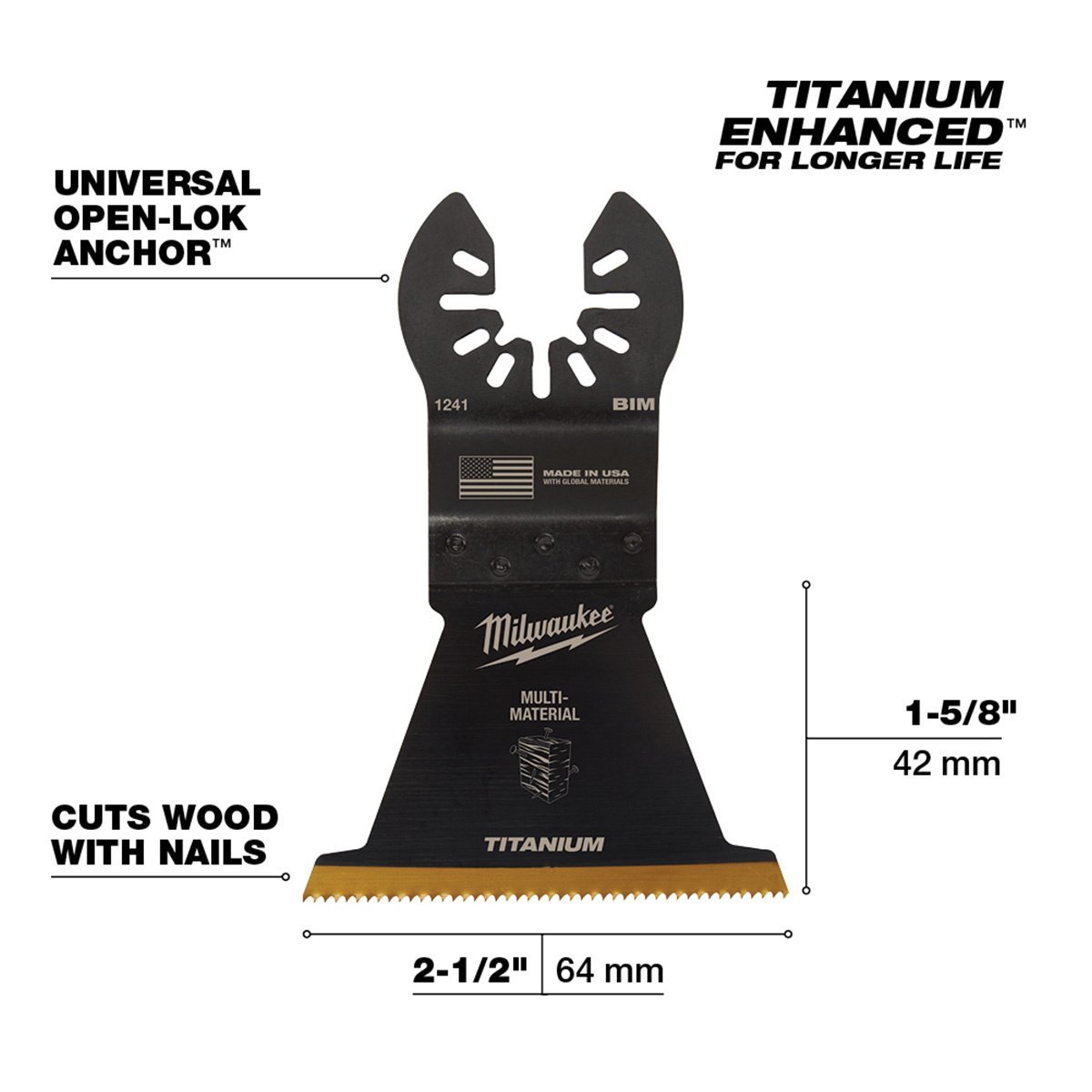 Milwaukee Tool OPEN - LOK™ Titanium Enhanced Bi - Metal Multi - Material Blade - 2 - 1/2" - 1 Pack - QC Supply - 