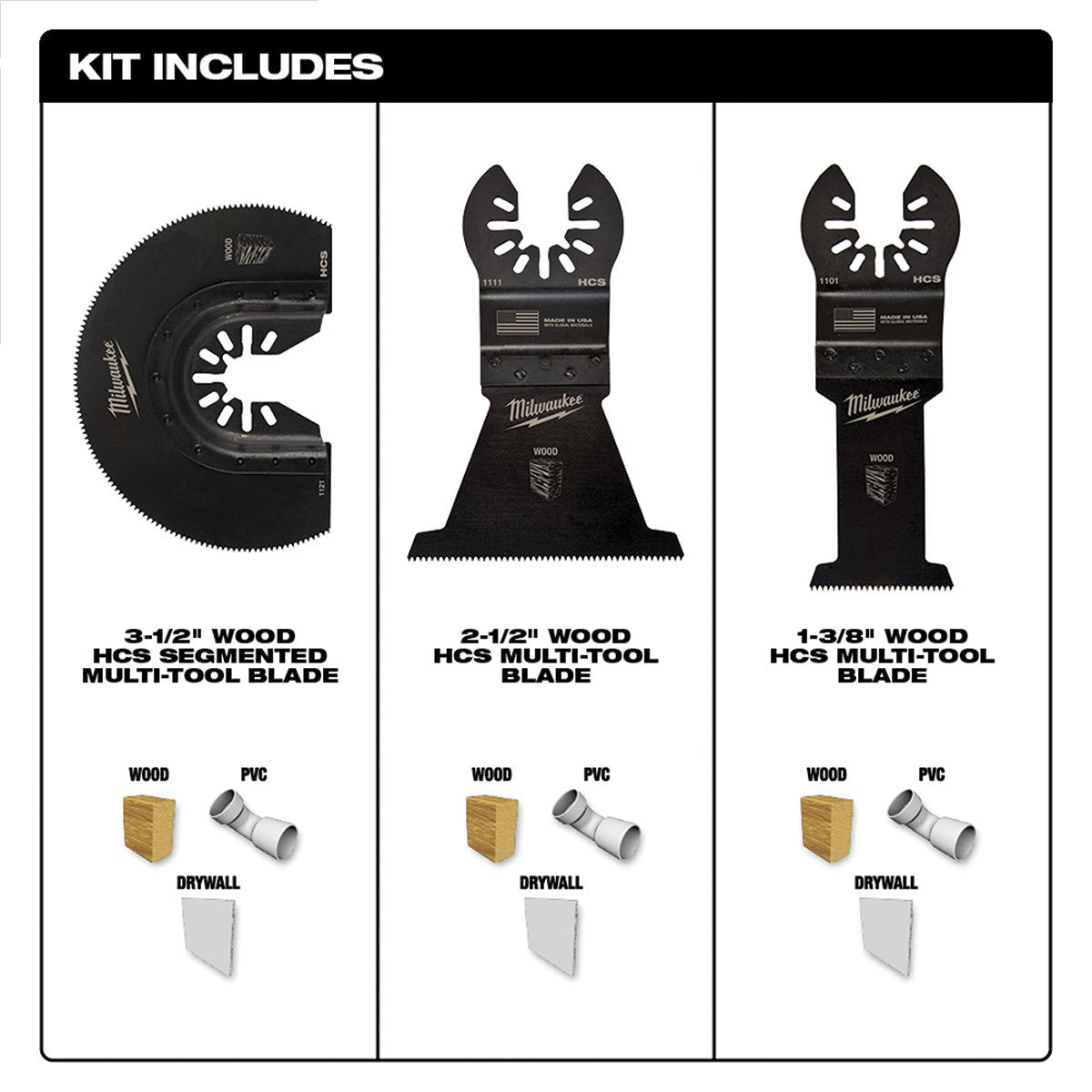 Milwaukee Tool OPEN - LOK™ Wood Cutting Multi - Tool Blade Variety Pack - 3 Piece - QC Supply - 