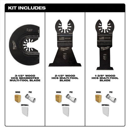 Milwaukee Tool OPEN - LOK™ Wood Cutting Multi - Tool Blade Variety Pack - 3 Piece - QC Supply - 