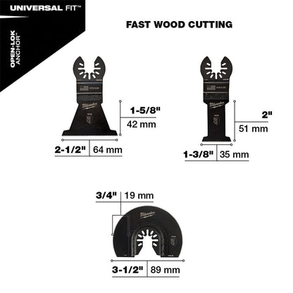 Milwaukee Tool OPEN - LOK™ Wood Cutting Multi - Tool Blade Variety Pack - 3 Piece - QC Supply - 