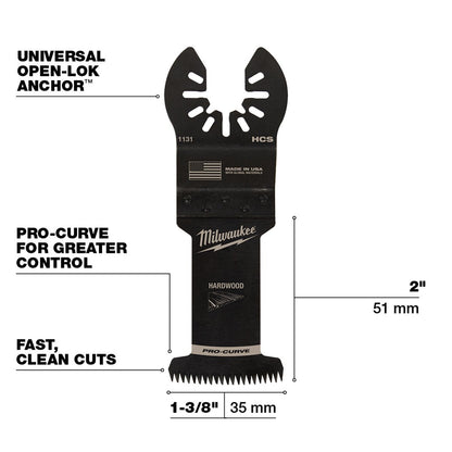 Milwaukee Tool OPENLOK™ HCS Japanese Tooth ProCurve™ Hardwood Blades 13/8" - QC Supply - 