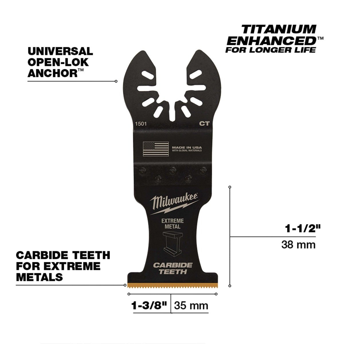 Milwaukee Tool OPENLOK™ Titanium Enhanced Carbide Teeth Metal Blades 13/8" - QC Supply - 