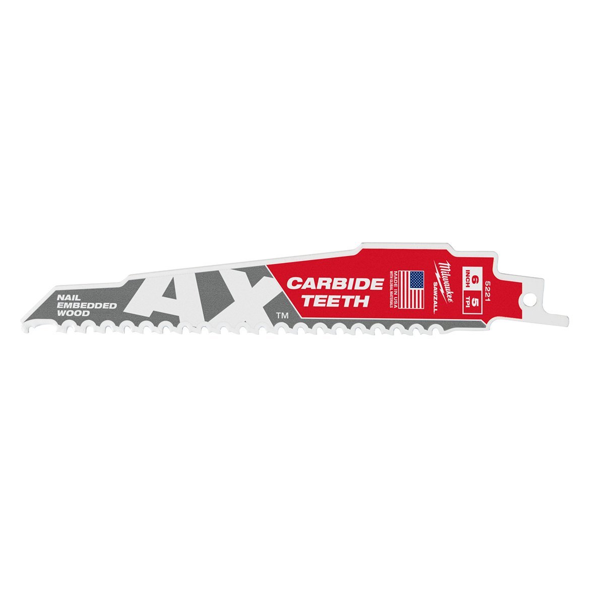 Milwaukee Tool Sawzall The AX™ Carbide Blade - 5 TPI 6 - 1Pk - QC Supply - 
