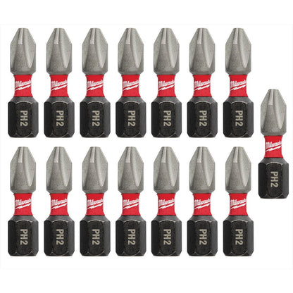 Milwaukee Tool Shockwave™ 1" Impact Phillips Bits - 15 Piece Contractor Pack - QC Supply - 