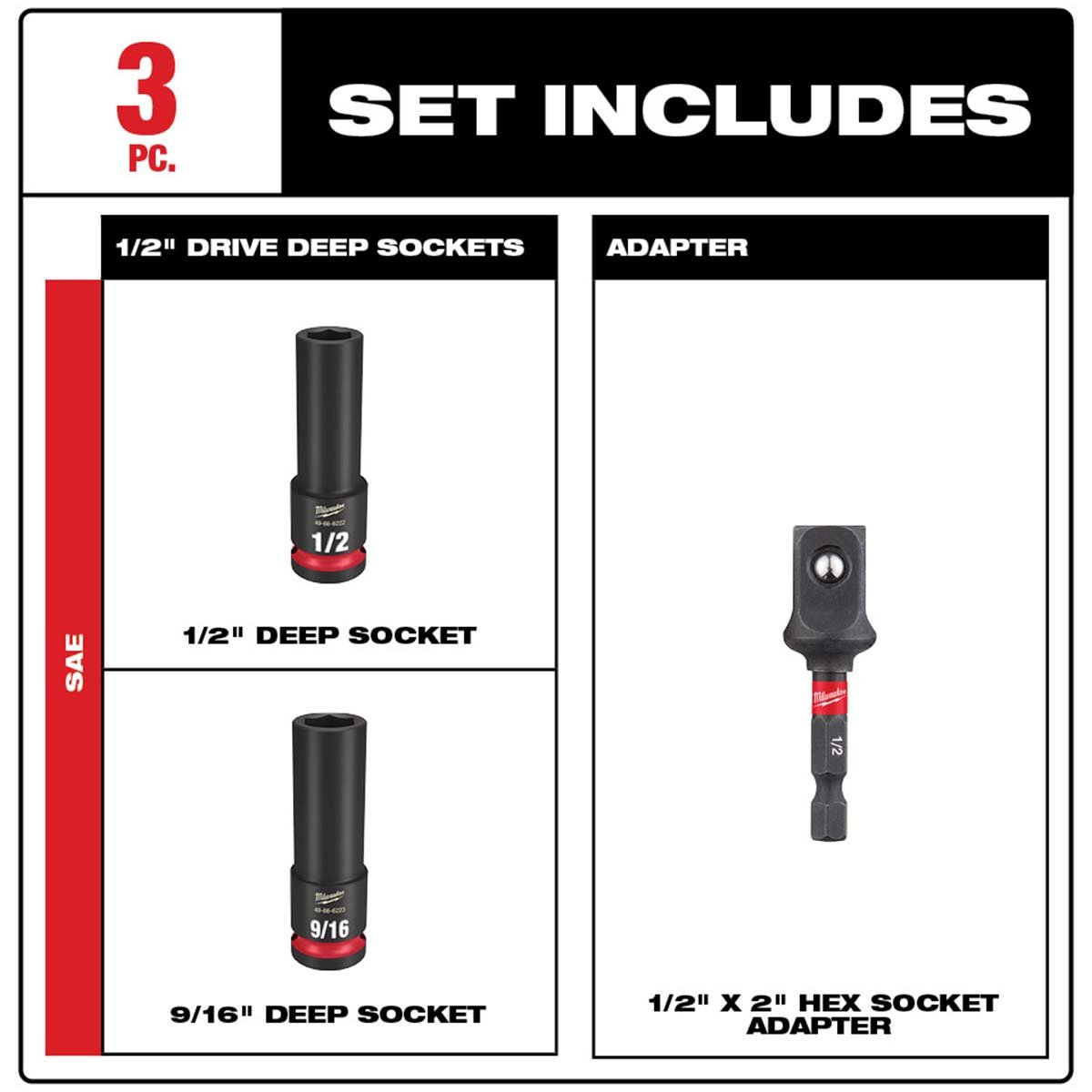 Milwaukee Tool Shockwave 1/2" Drive Impact Socket Set - QC Supply - 