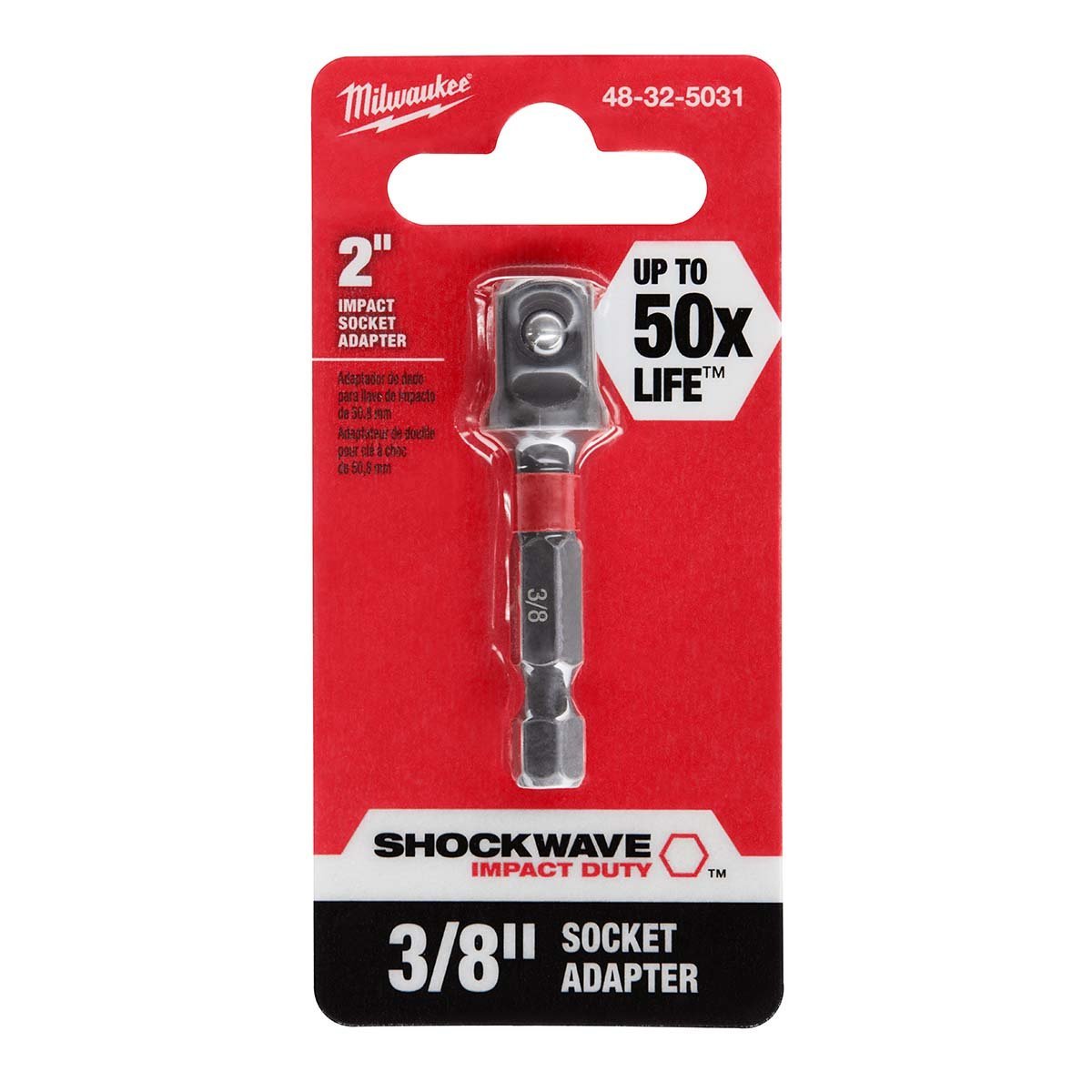 Milwaukee Tool Shockwave 1/4" Hex Shank to 3/8" Socket Adapter - QC Supply - 