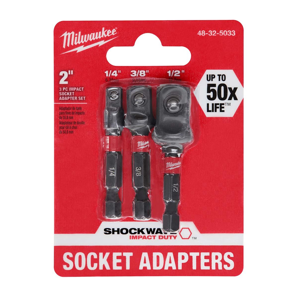 Milwaukee Tool Shockwave™ 3 Piece Impact Socket Adapter Set - QC Supply - 