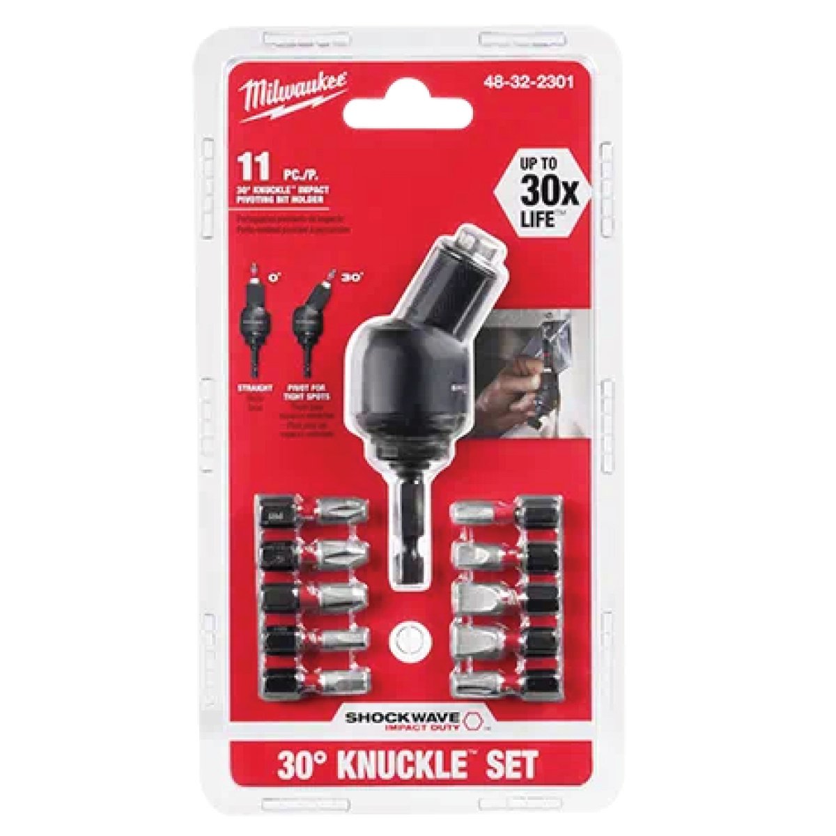 Milwaukee Tool Shockwave™ 30°Knuckle™ Pivoting Bit Holder - 11 Piece - QC Supply - 