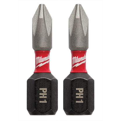 Milwaukee Tool Shockwave™ Impact Phillips #1 Insert Bits - 2 Pack - QC Supply - 