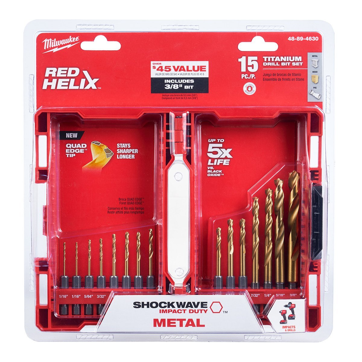 Milwaukee Tool Shockwave™ Red Helix™ Titanium Drill Bit Set - 15 Piece - QC Supply - 