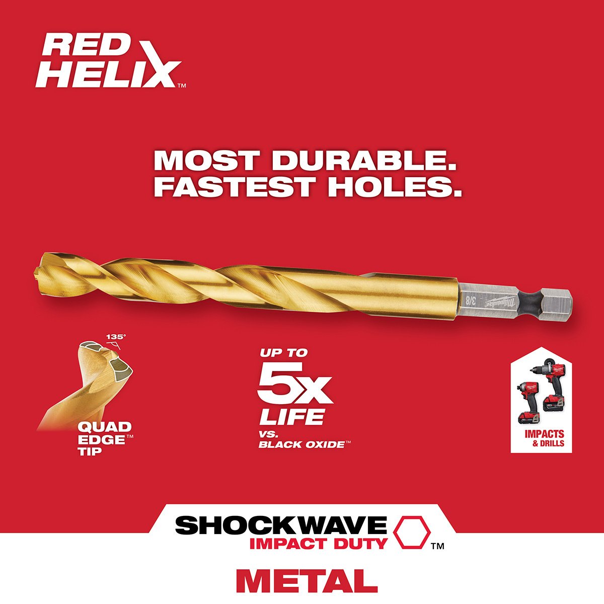 Milwaukee Tool Shockwave™ Red Helix™ Titanium Drill Bit Set - 15 Piece - QC Supply - 