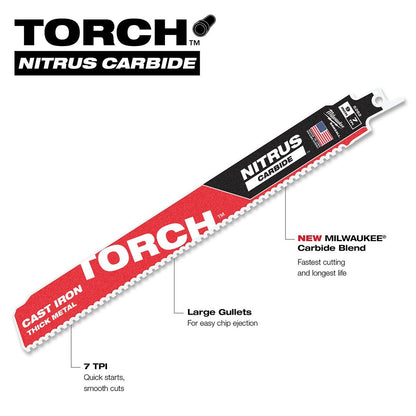 Milwaukee Tool The Torch for Cast Iron with Nitrus Carbide™ - 6" 7 TPI - 1 Pack - QC Supply - 