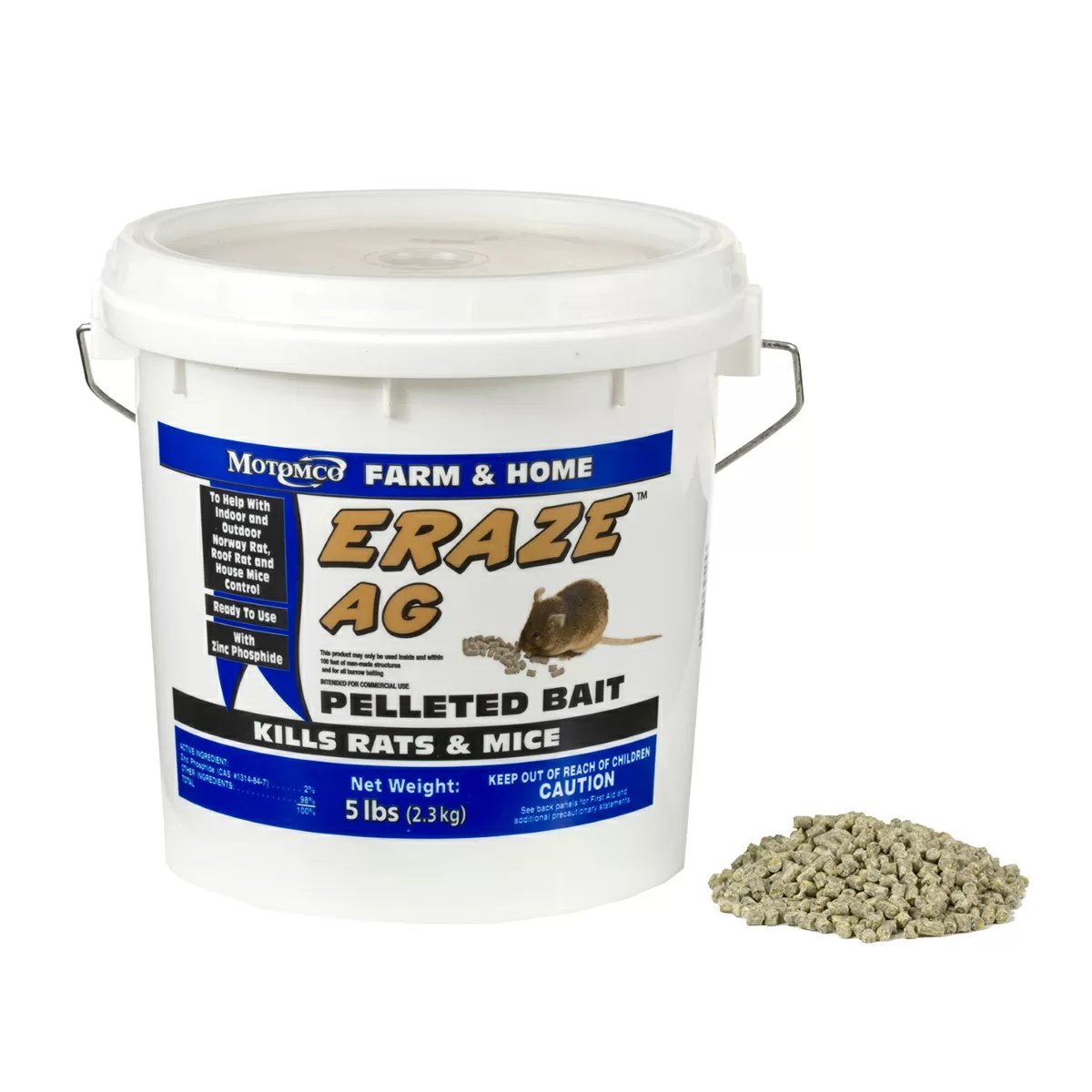 Motomco Eraze™ AG Rodent Pellet Bait Bucket - 5 lbs - QC Supply - 