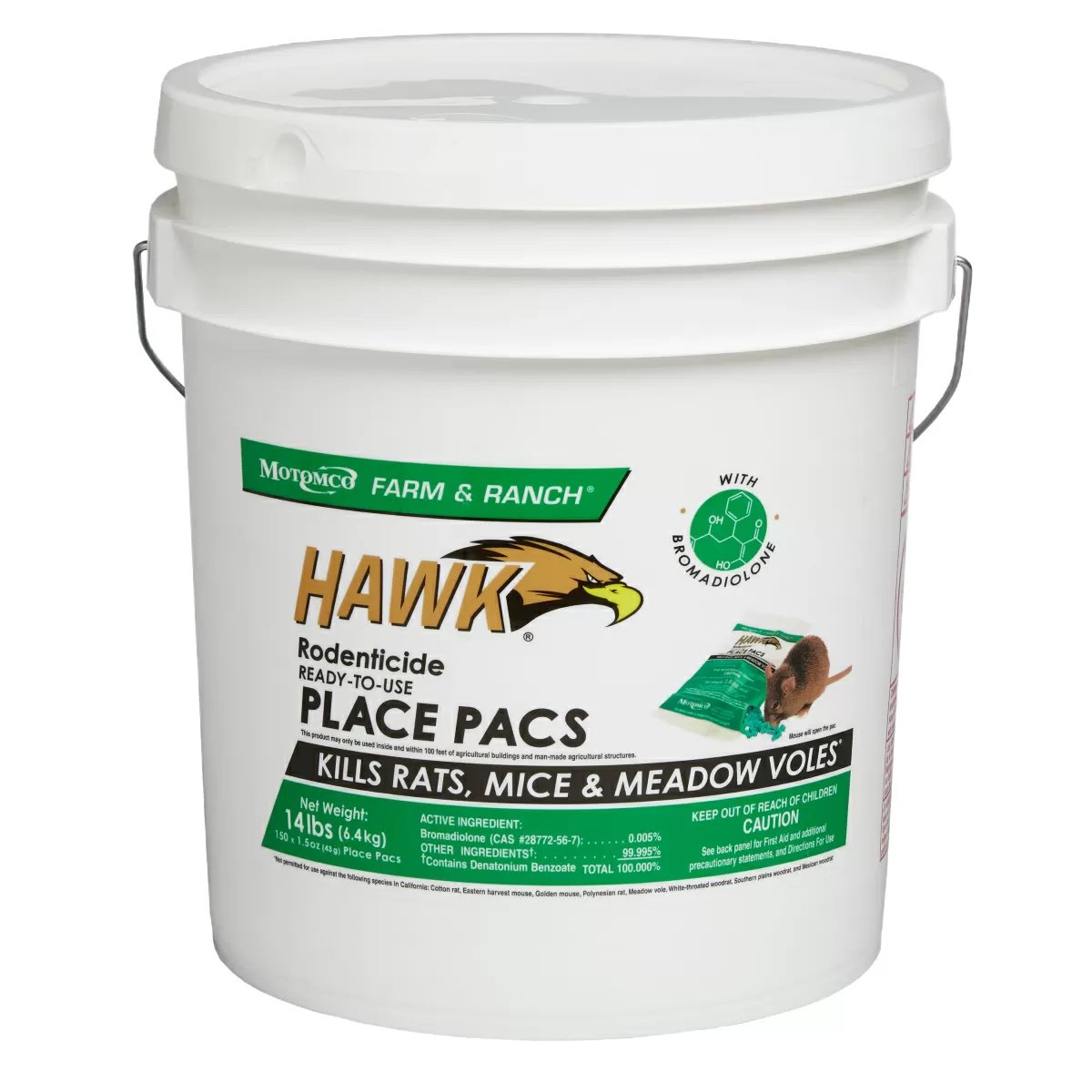 Motomco Hawk Rodent Pellet Place Pacs Bait Bucket - 14 lbs. - QC Supply - 