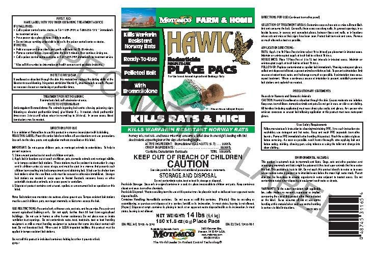 Motomco Hawk Rodent Pellet Place Pacs Bait Bucket - 14 lbs. - QC Supply - 