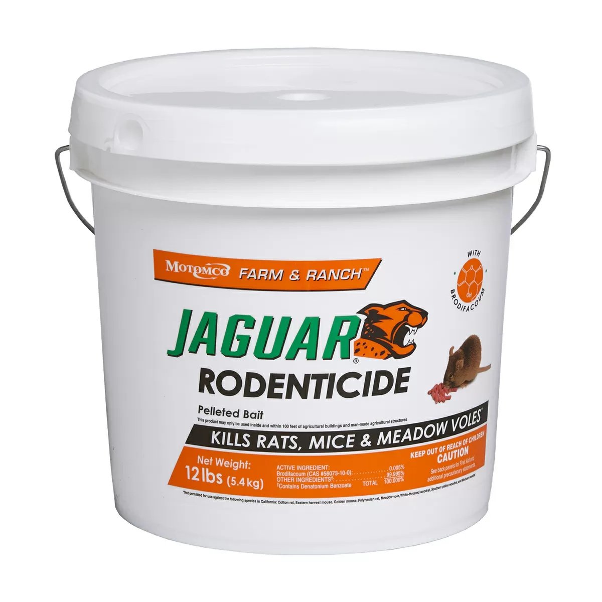 Motomco Jaguar® Rodenticide Pellet Bait Bucket - 12 lbs. - QC Supply - 