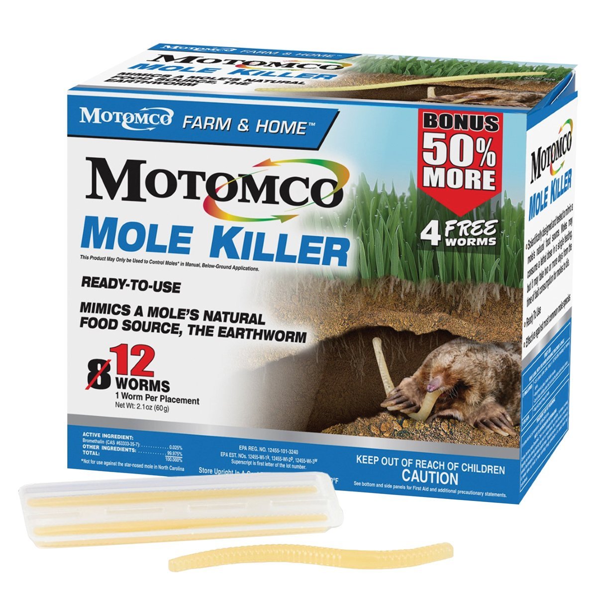 Motomco Mole Killer Original Worm Formula - 8 Pack - QC Supply - 