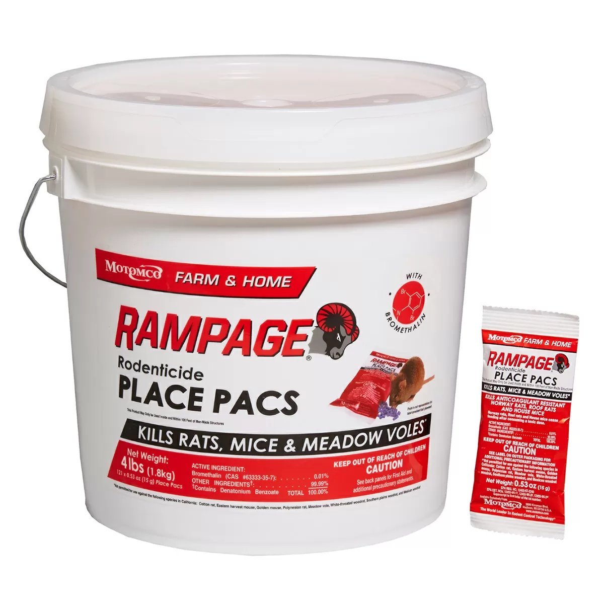 Motomco Rampage® Rat Place Pacs Bait Bucket - 4 lbs - QC Supply - 