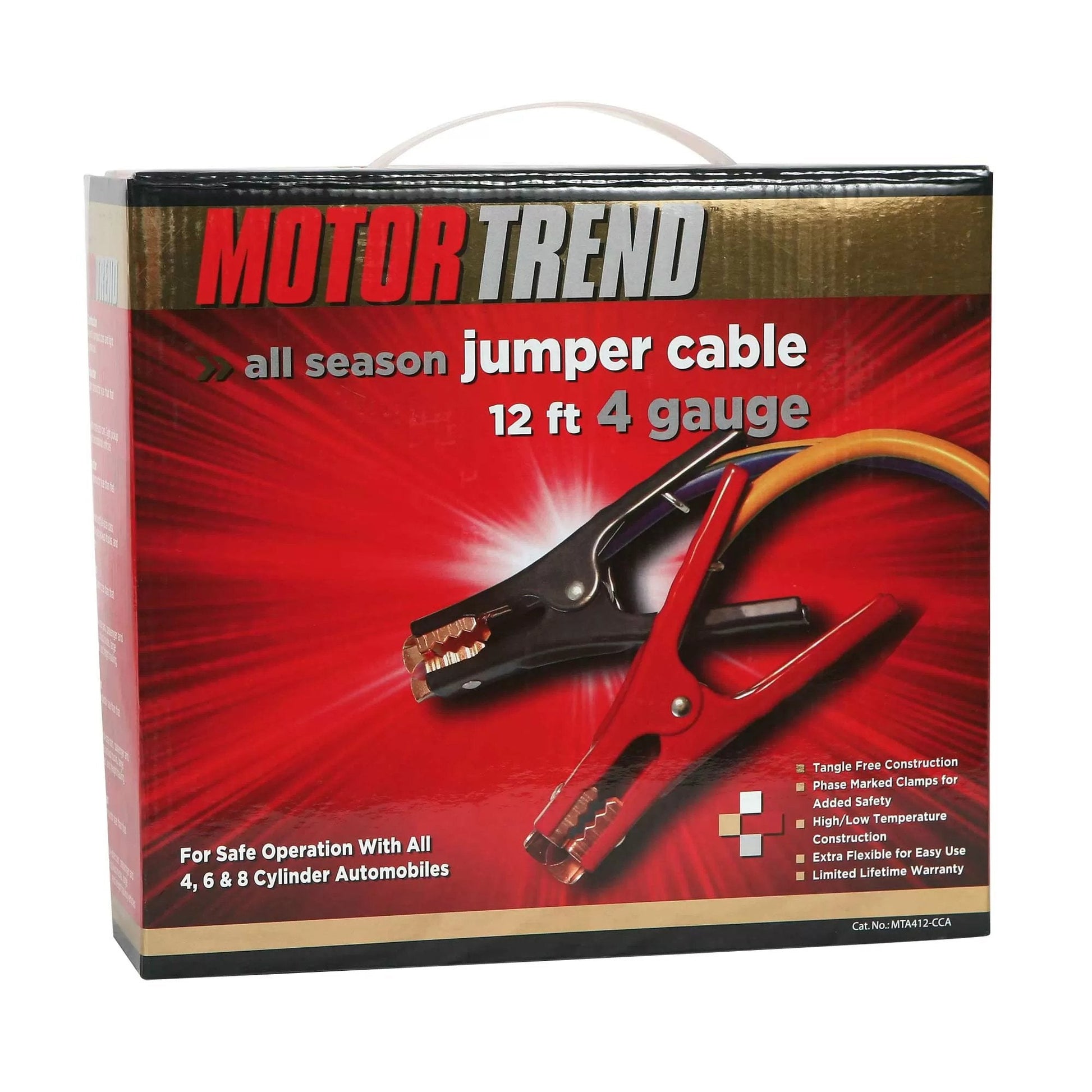 Motor Trend™ 12', 500 AMP 4 Gauge Jumper Cable - QC Supply - 