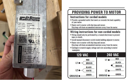 Motor With Lever For Shutter Fan - 115/230 Volt - QC Supply - 