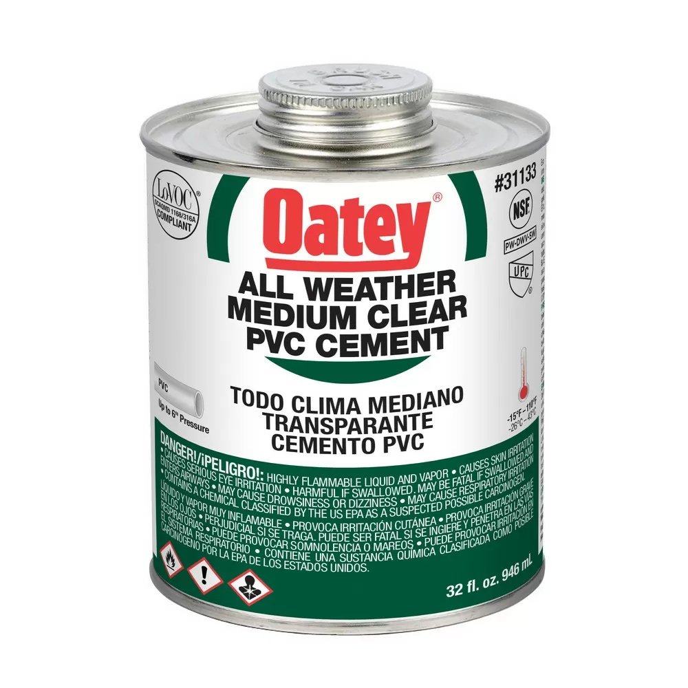Oatey® All Weather Clear PVC Cement - 32 oz. - QC Supply - 