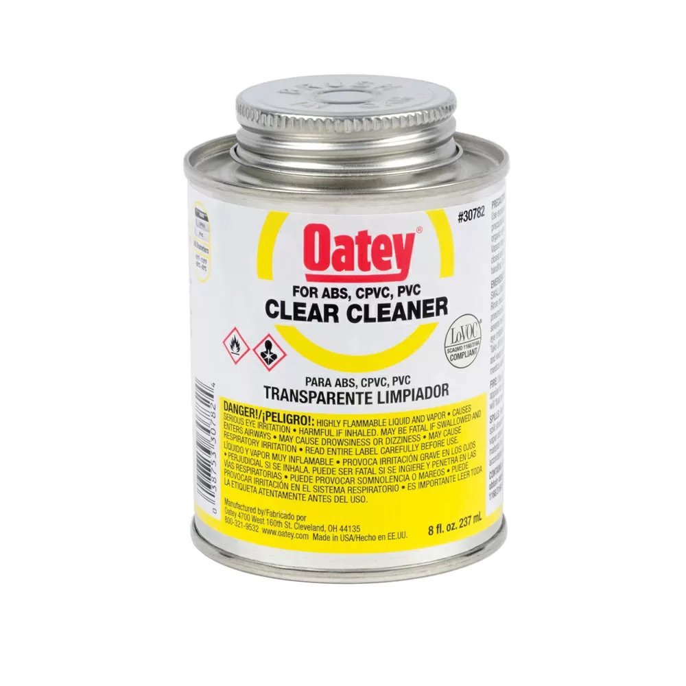 Oatey® Clear PVC Cleaner - 8 oz. – QC Supply