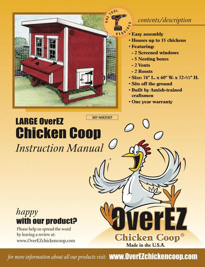 OverEZ Chicken Coop Large, Up to 15 Chickens - QC Supply - 