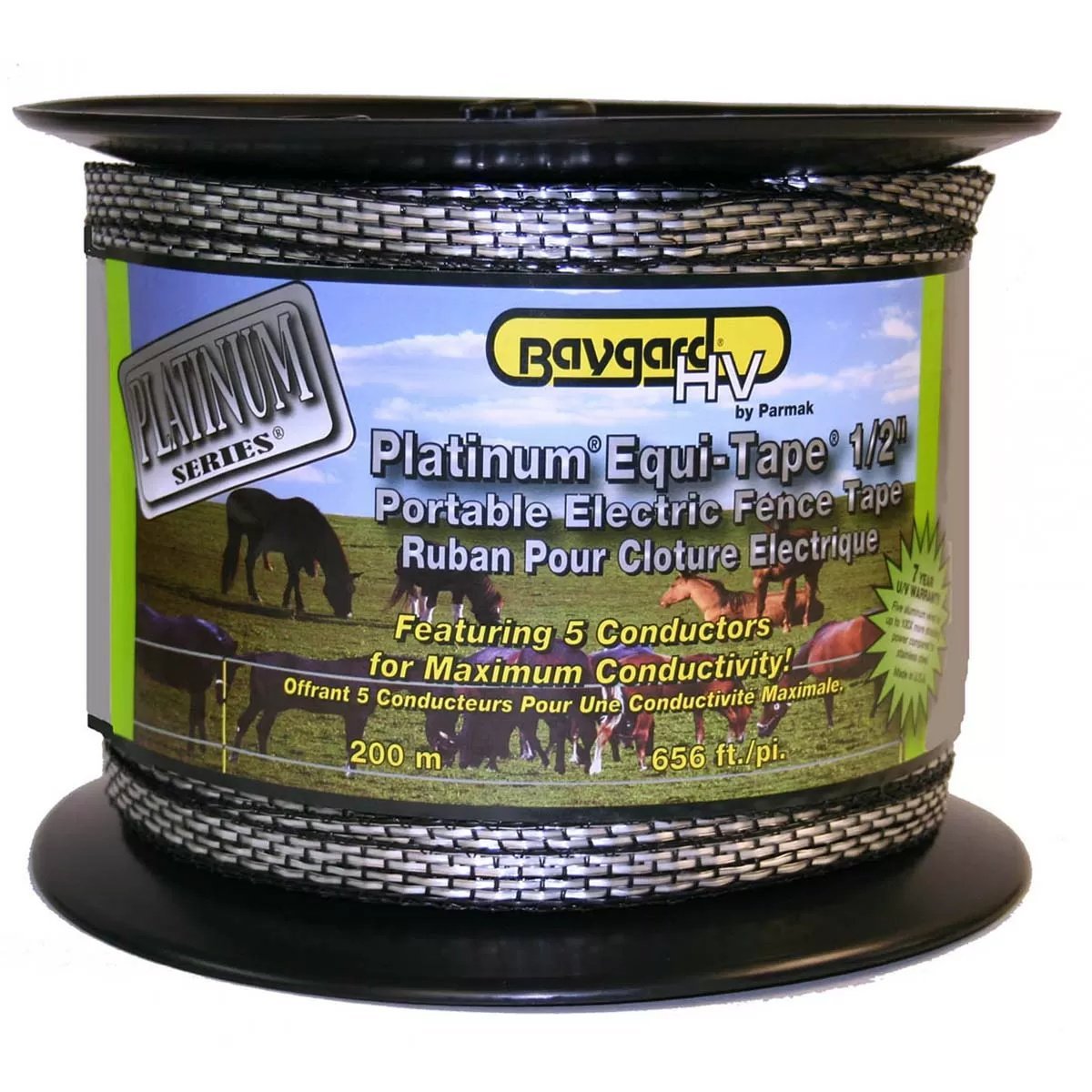 Parmak Baygard Platinum Series™ Electric Fence Metallic Silver 1/2" x 656' - QC Supply - 