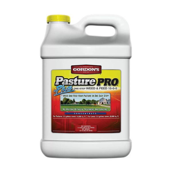 saddle up herbicide Pasture Pro® Plus One-Step Weed & Feed 15-0-0, 2.5-Gallon