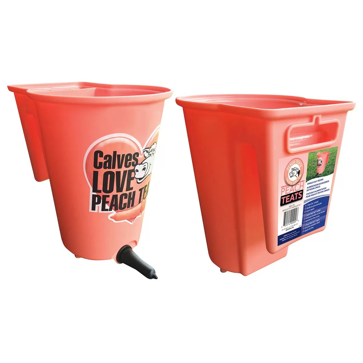 Peach Teat Single Feeder Bucket - QC Supply - 