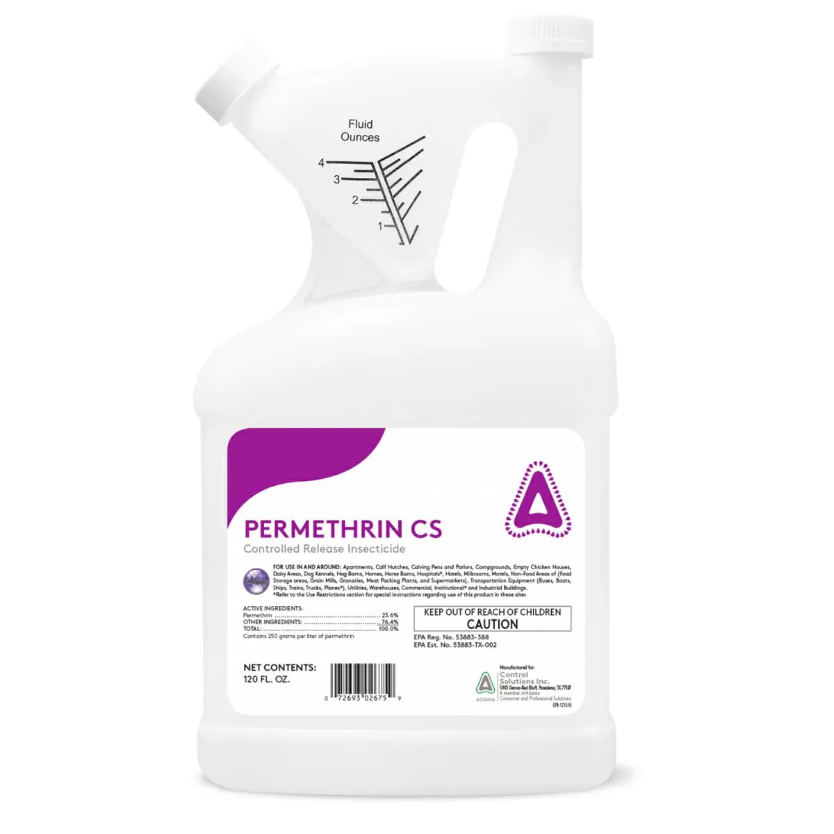 Permethrin CS Controlled Release Insecticide - 120 oz Bottle - QC Supply - 