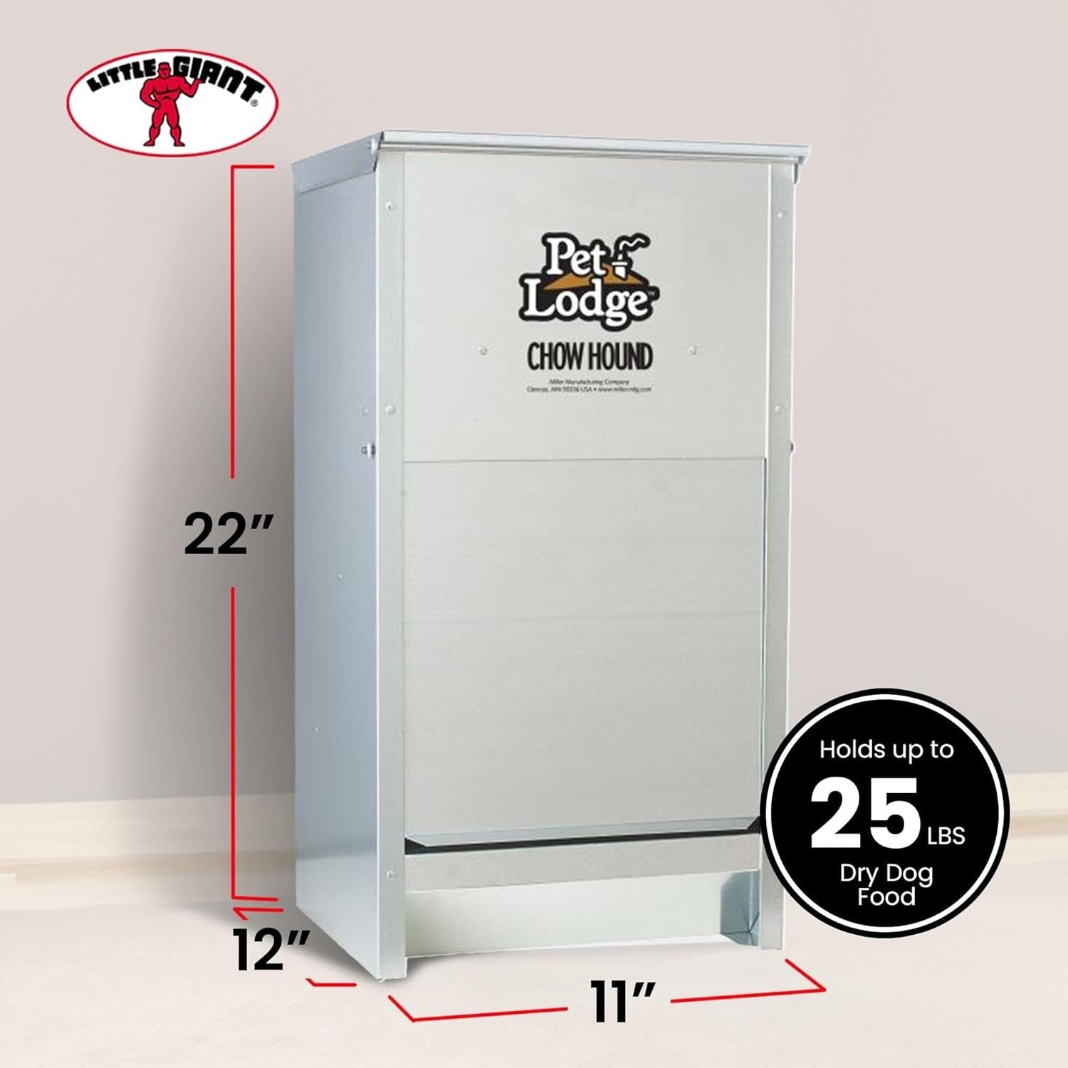 Pet Lodge Galvanized Steel Automatic Dog Feeder – 25 lb / 50 lb - QC Supply - 