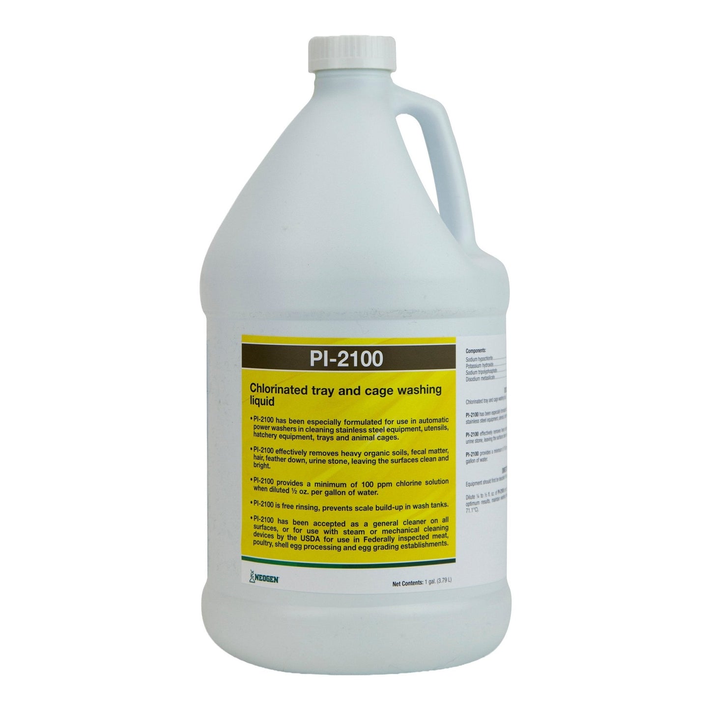 PI - 2100 Low - Foaming Chlorinated Tray and Cage Washing Liquid – 1 Gal - QC Supply - 