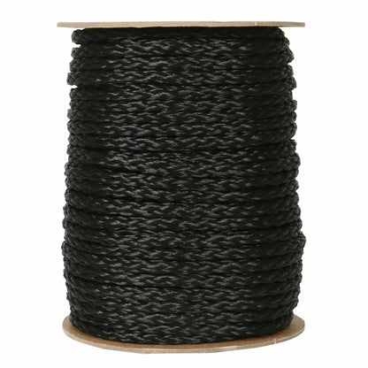 Polypropylene 1/4" Black Braid Rope - QC Supply - 