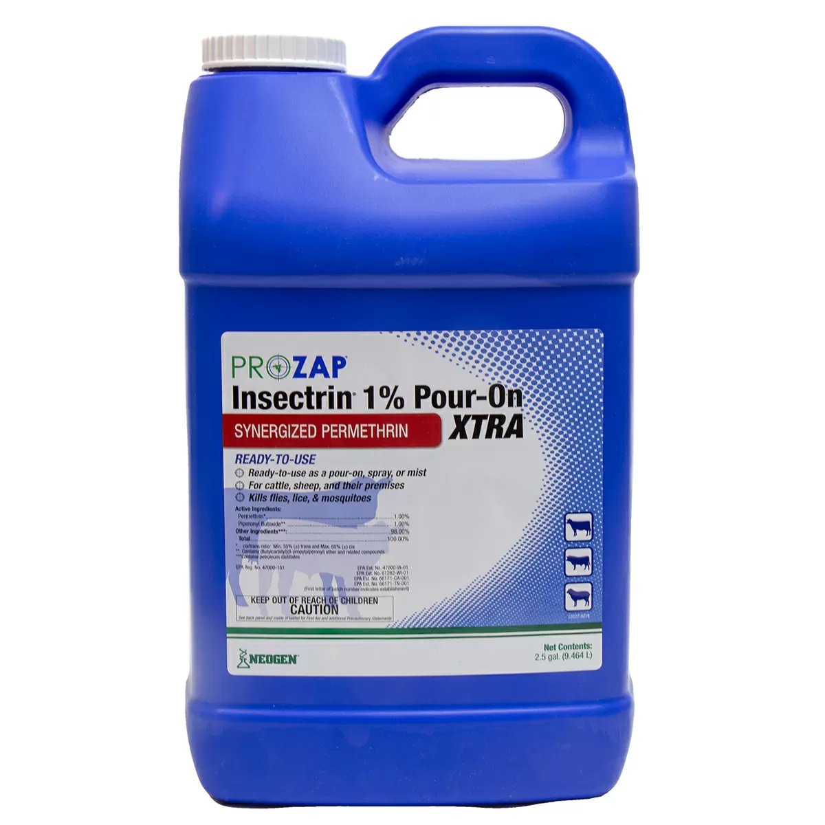 Prozap® Insectrin 1% Pour - On Xtra - 2.5 Gallon Jug - QC Supply - 
