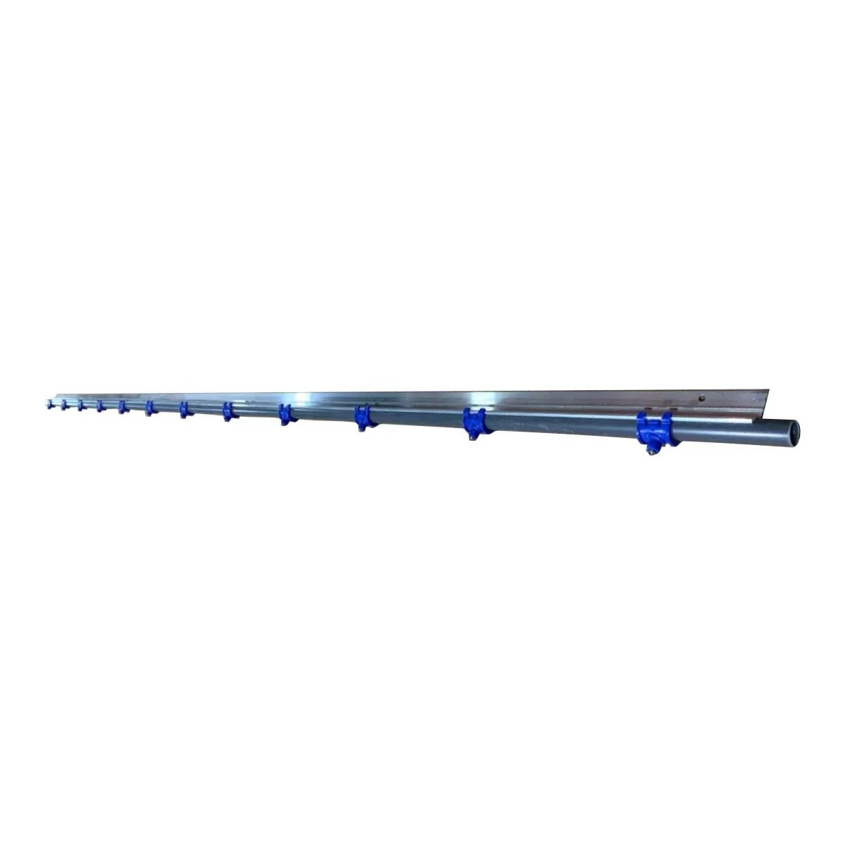 Pullet Drinker System 10' Long Dark Blue Nipple - 12 Nipples - QC Supply - 