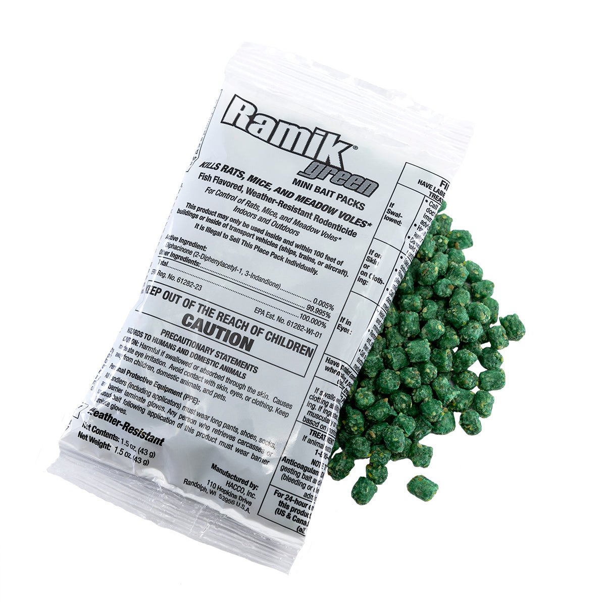 Ramik® Green Mini Bait Packs - 45 x 1.5 oz Packs - QC Supply - 
