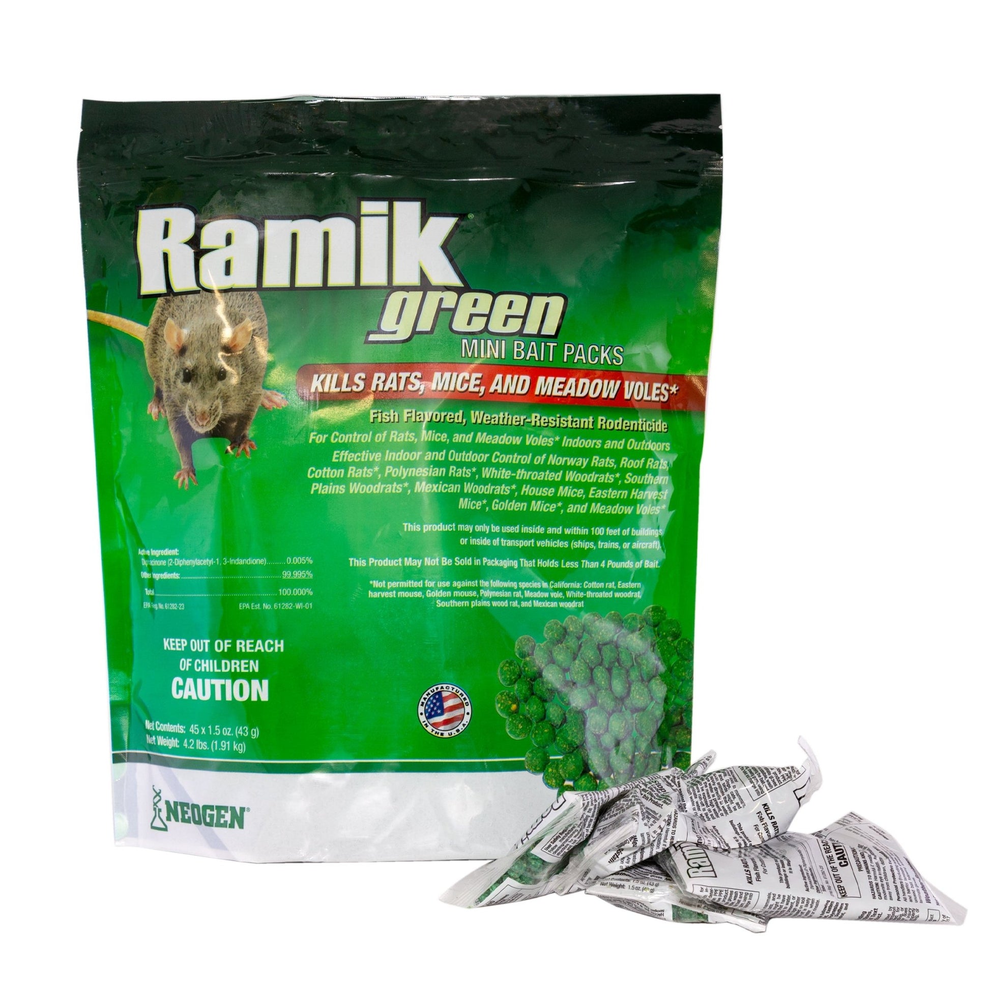 Ramik® Green Mini Bait Packs - 45 x 1.5 oz Packs - QC Supply - 